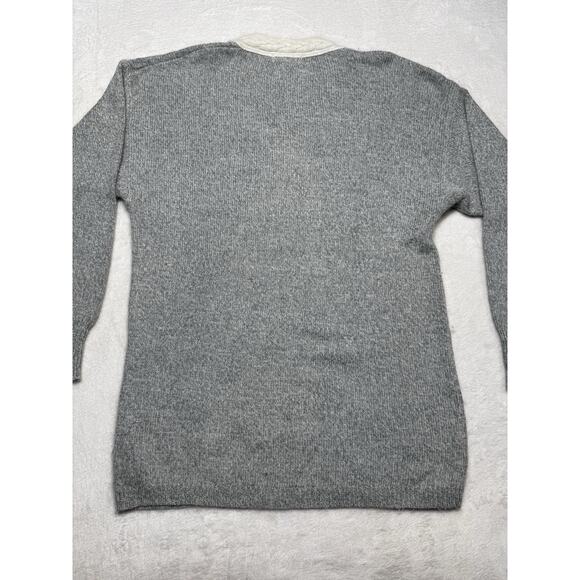 Vintage L’Eau Vive Silk Angora Sweater Gray White Cable Detail Size S FW25 - Picture 6 of 8